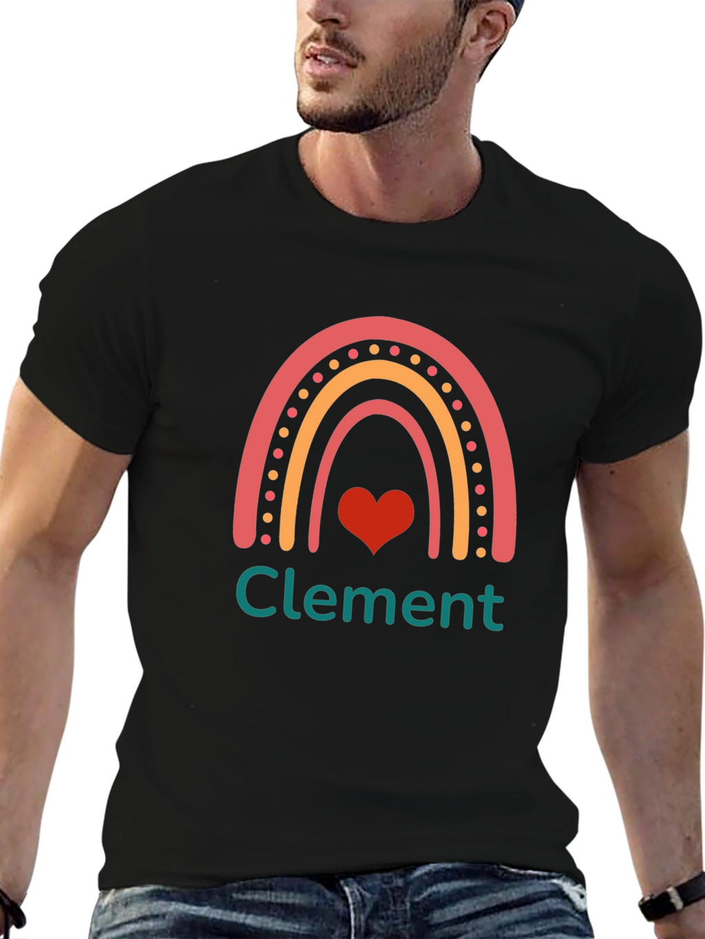Personalized Rainbow Heart T-Shirt - Custom Name Tee