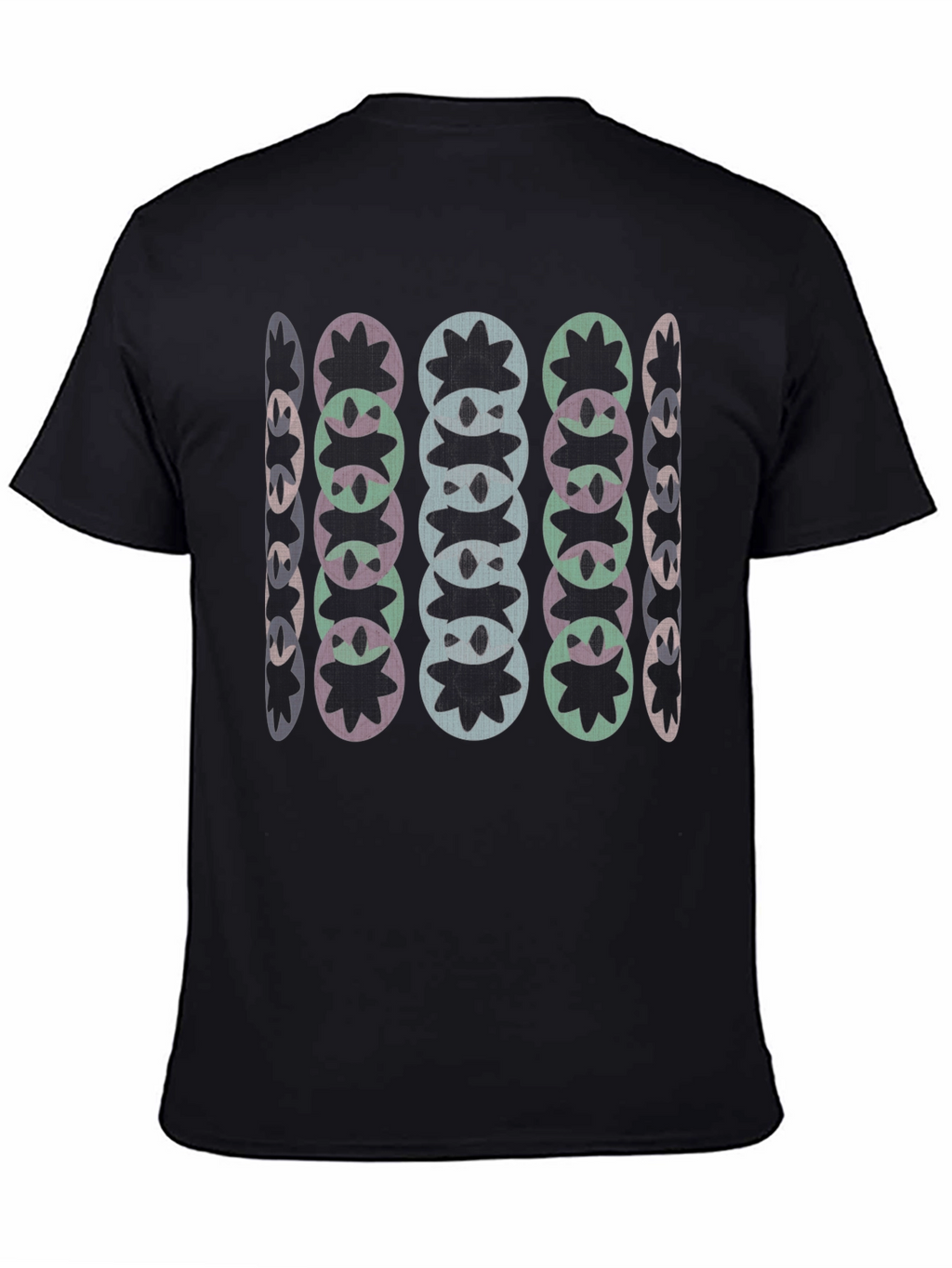 Abstract Floral Pattern Black T-Shirt