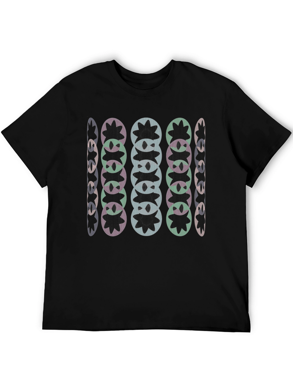 Abstract Floral Pattern Black T-Shirt