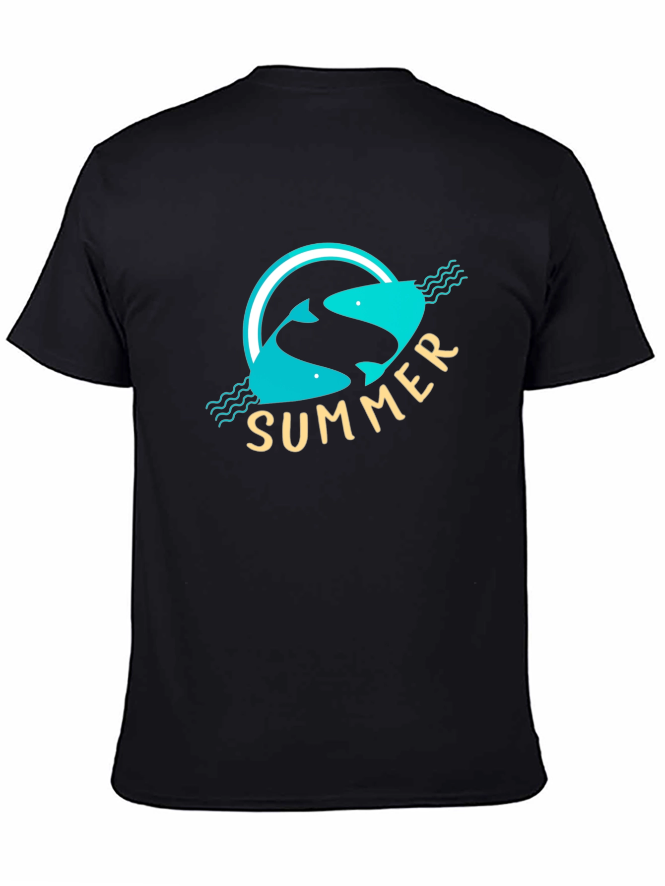 Summer Fish Graphic Black T-Shirt