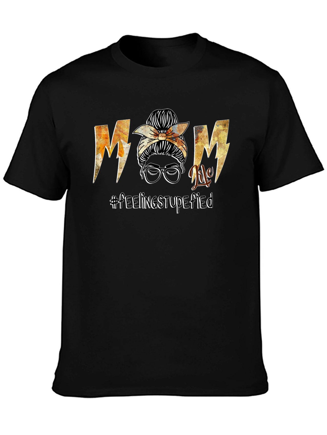 Mom Life Messy Bun Graphic T-Shirt - Black