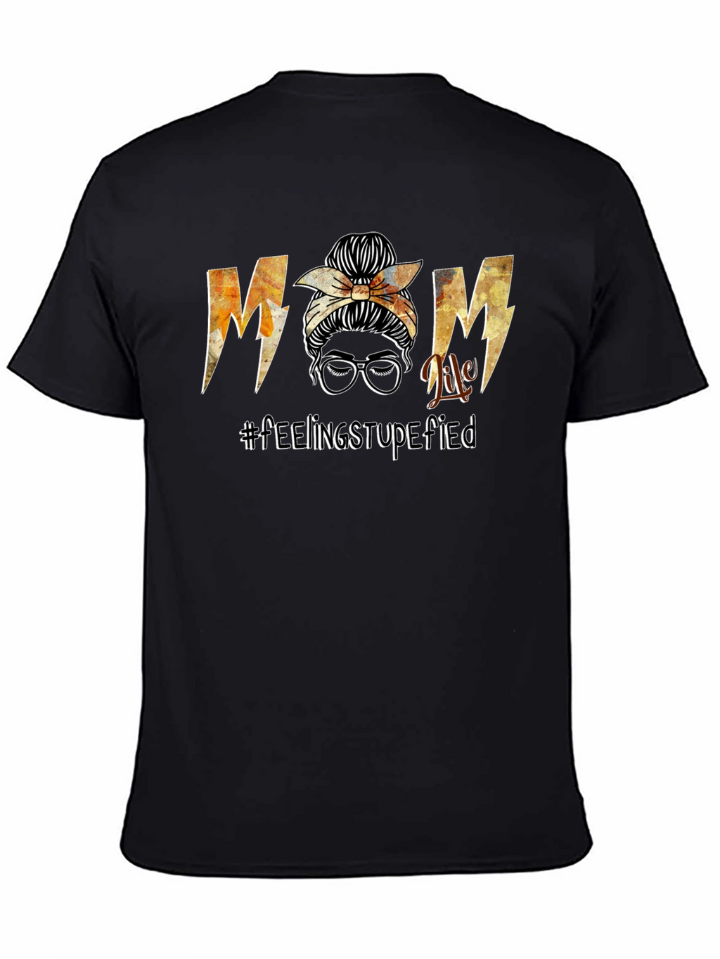 Mom Life Messy Bun Graphic T-Shirt - Black