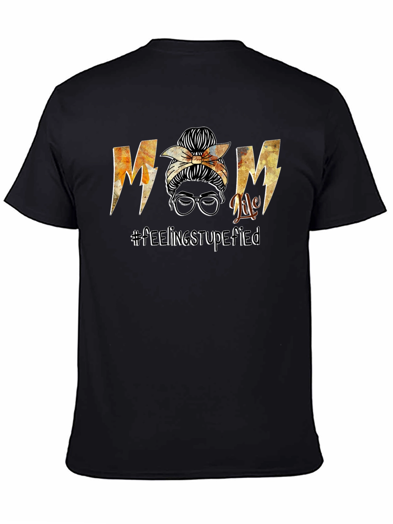 Mom Life Messy Bun Graphic T-Shirt - Black