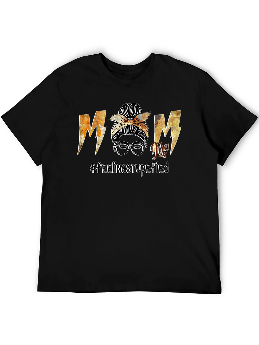 Mom Life Messy Bun Graphic T-Shirt - Black