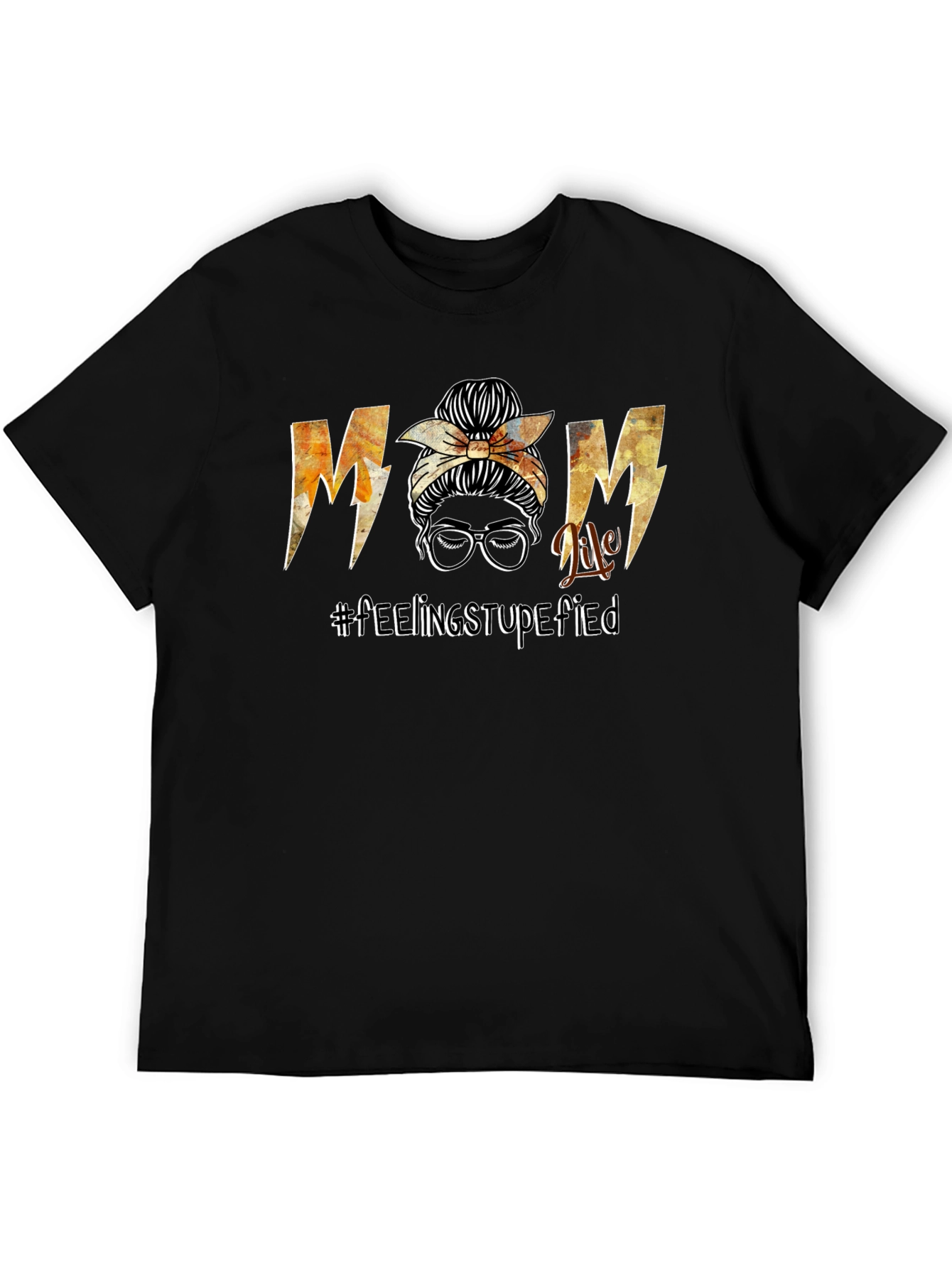 Mom Life Messy Bun Graphic T-Shirt - Black