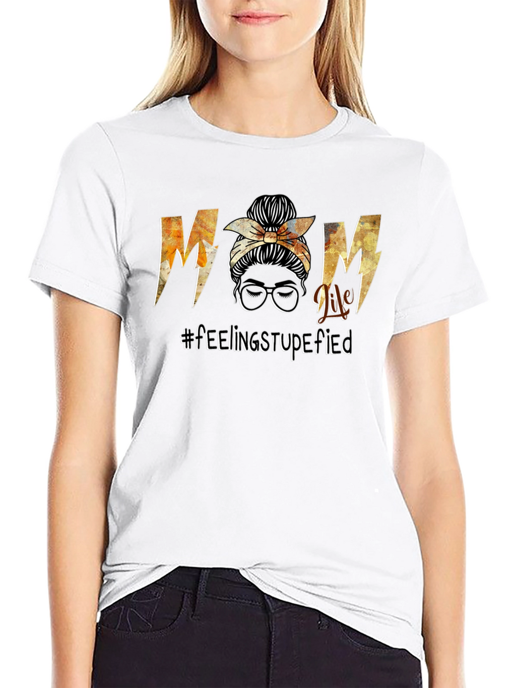 Mom Life Messy Bun Graphic T-Shirt - Black