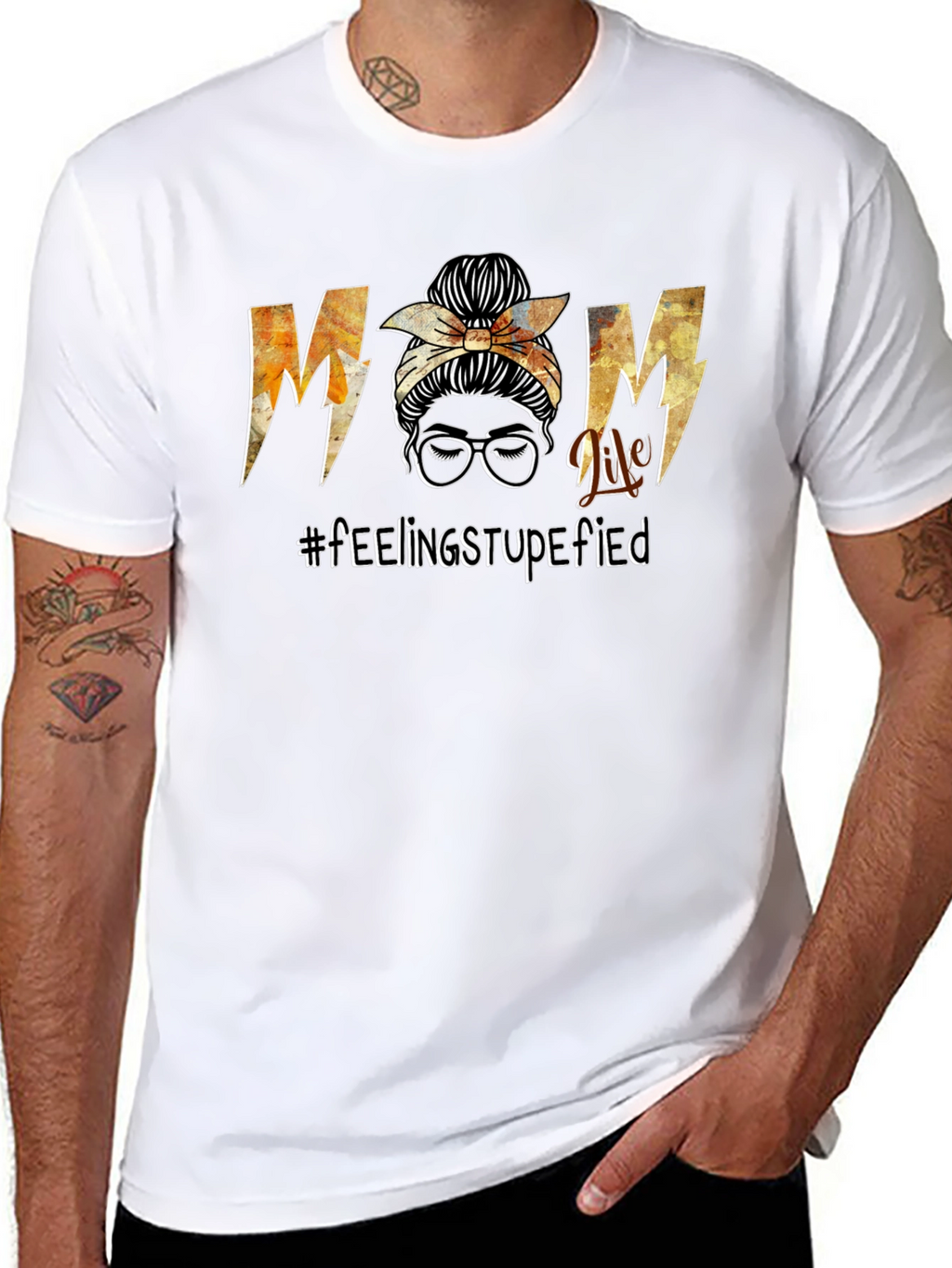 Mom Life Messy Bun Graphic T-Shirt - Black