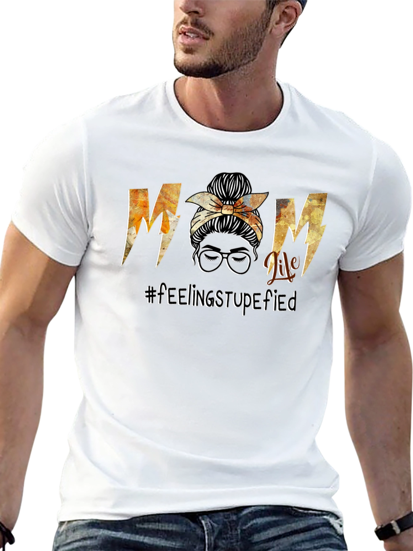 Mom Life Messy Bun Graphic T-Shirt - Black