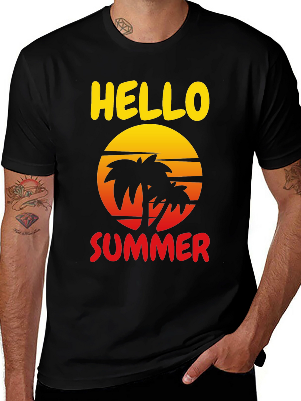 Hello Summer Palm Tree Graphic Tee