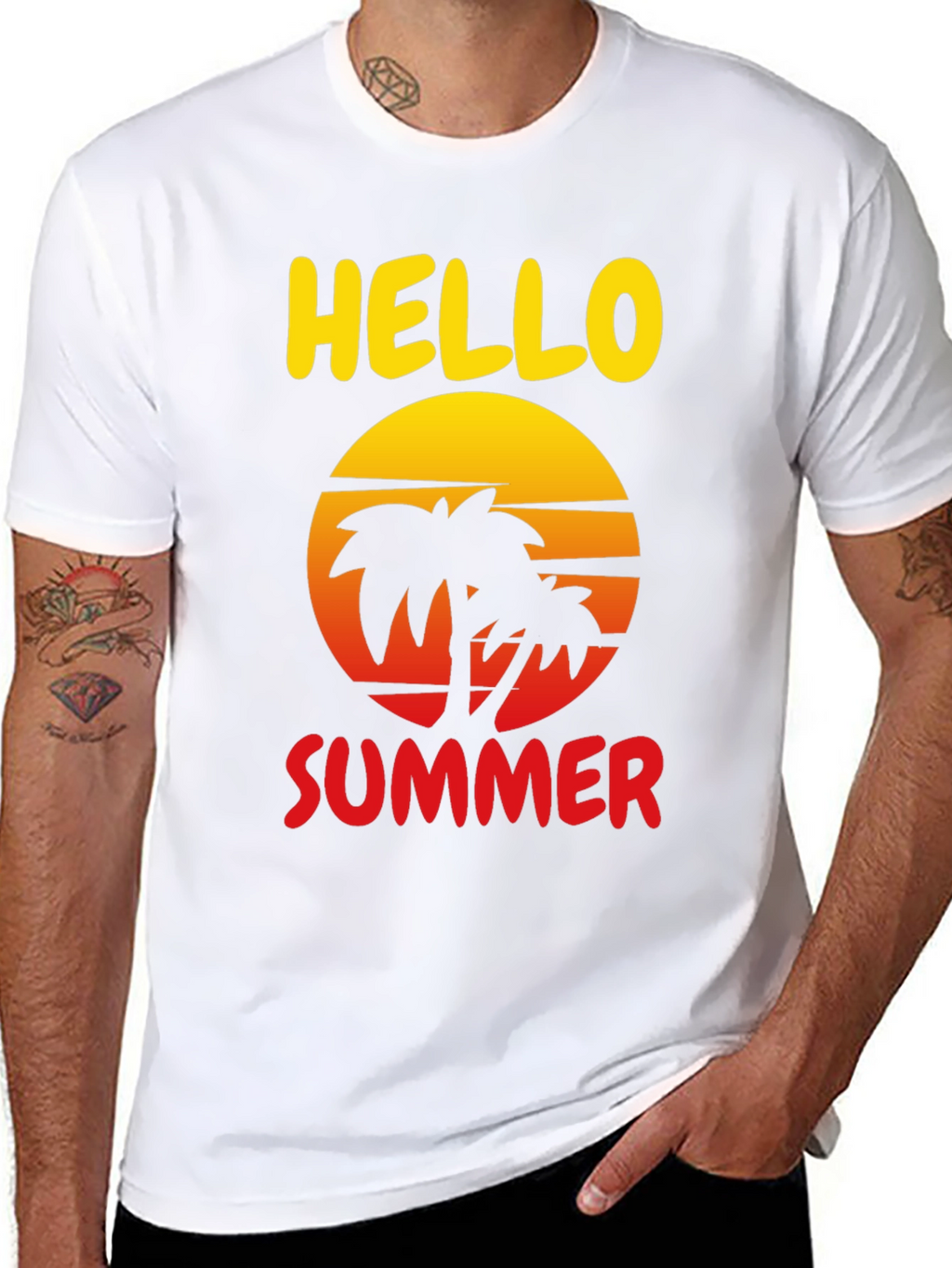 Hello Summer Palm Tree Graphic Tee