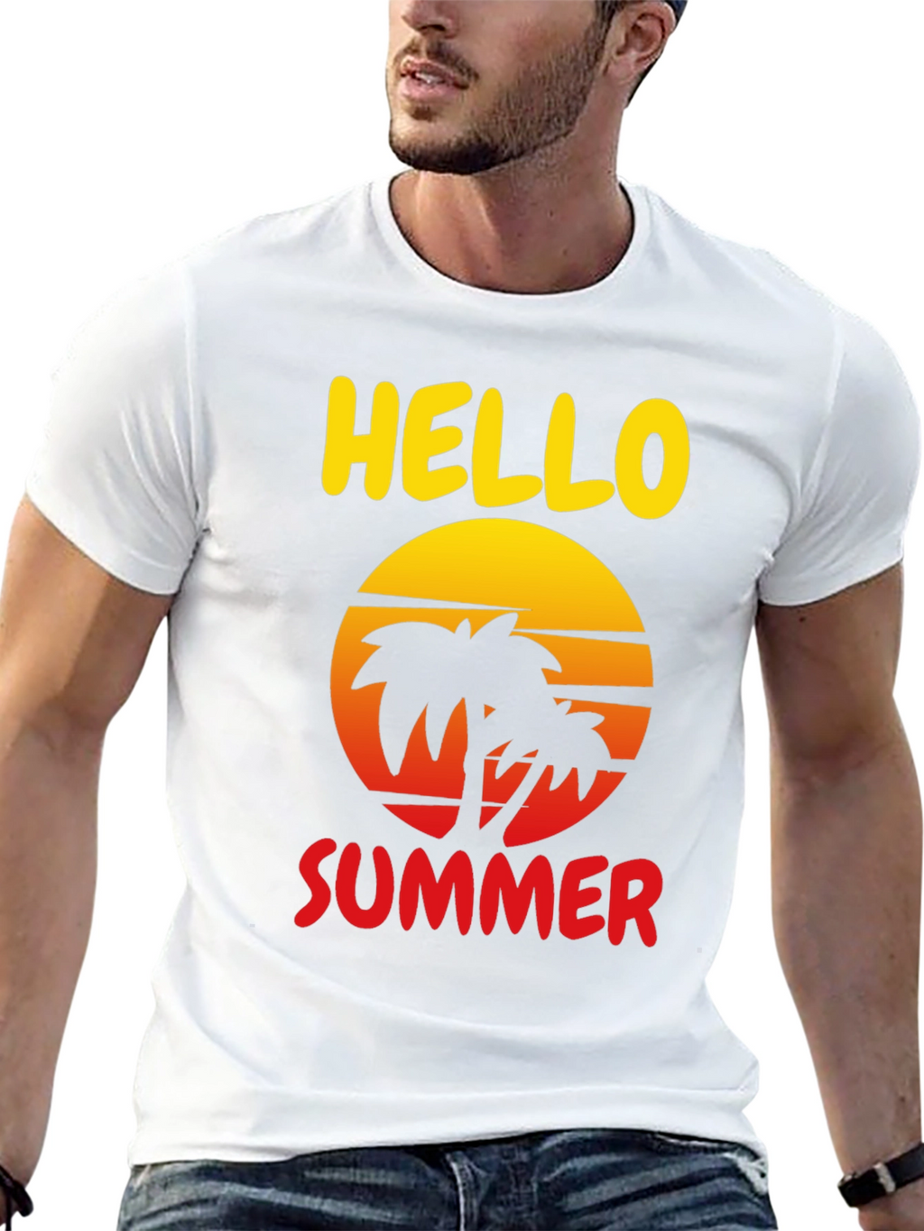Hello Summer Palm Tree Graphic Tee