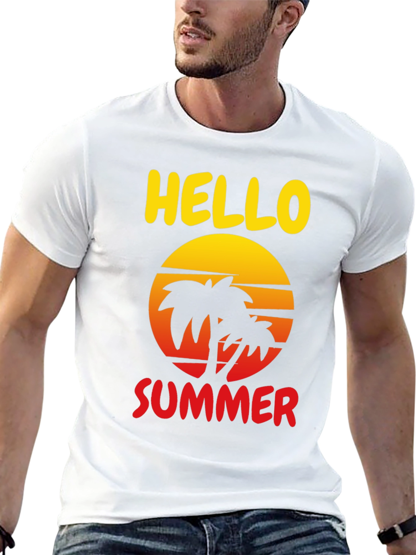 Hello Summer Palm Tree Graphic Tee