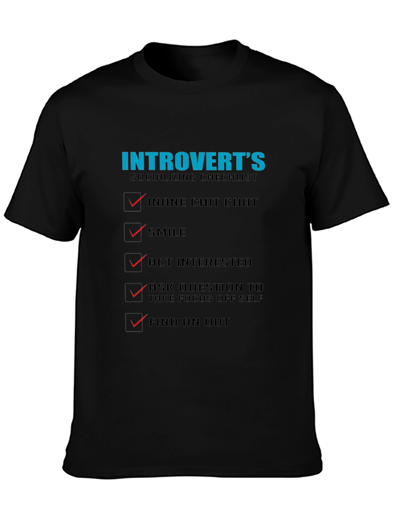 Introverts Socializing Checklist Graphic Tee