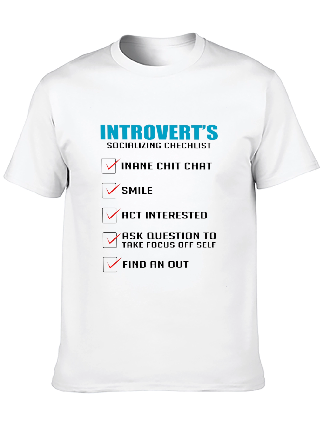 Introverts Socializing Checklist Graphic Tee