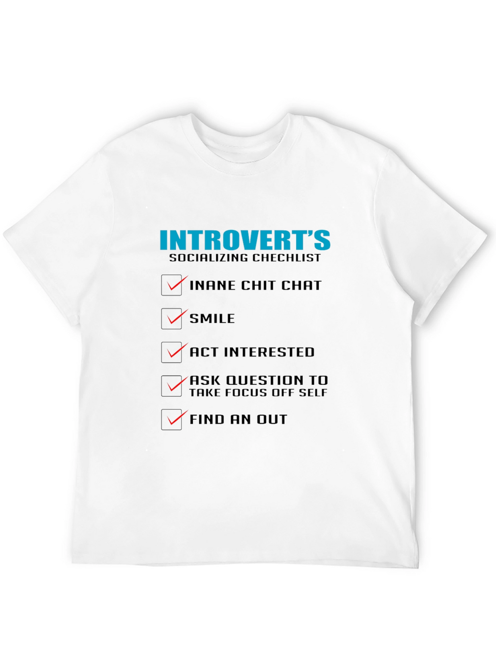 Introverts Socializing Checklist Graphic Tee