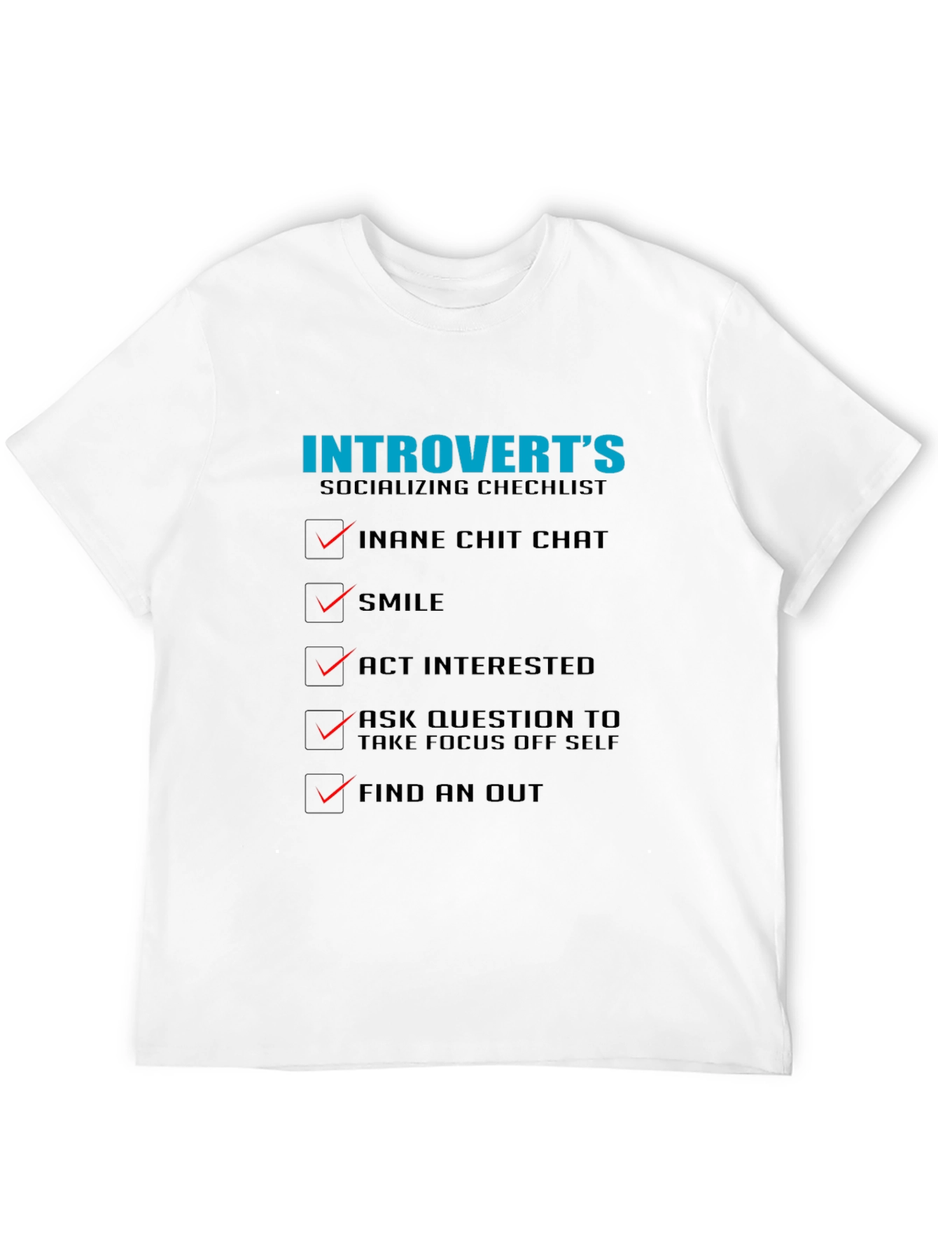 Introverts Socializing Checklist Graphic Tee