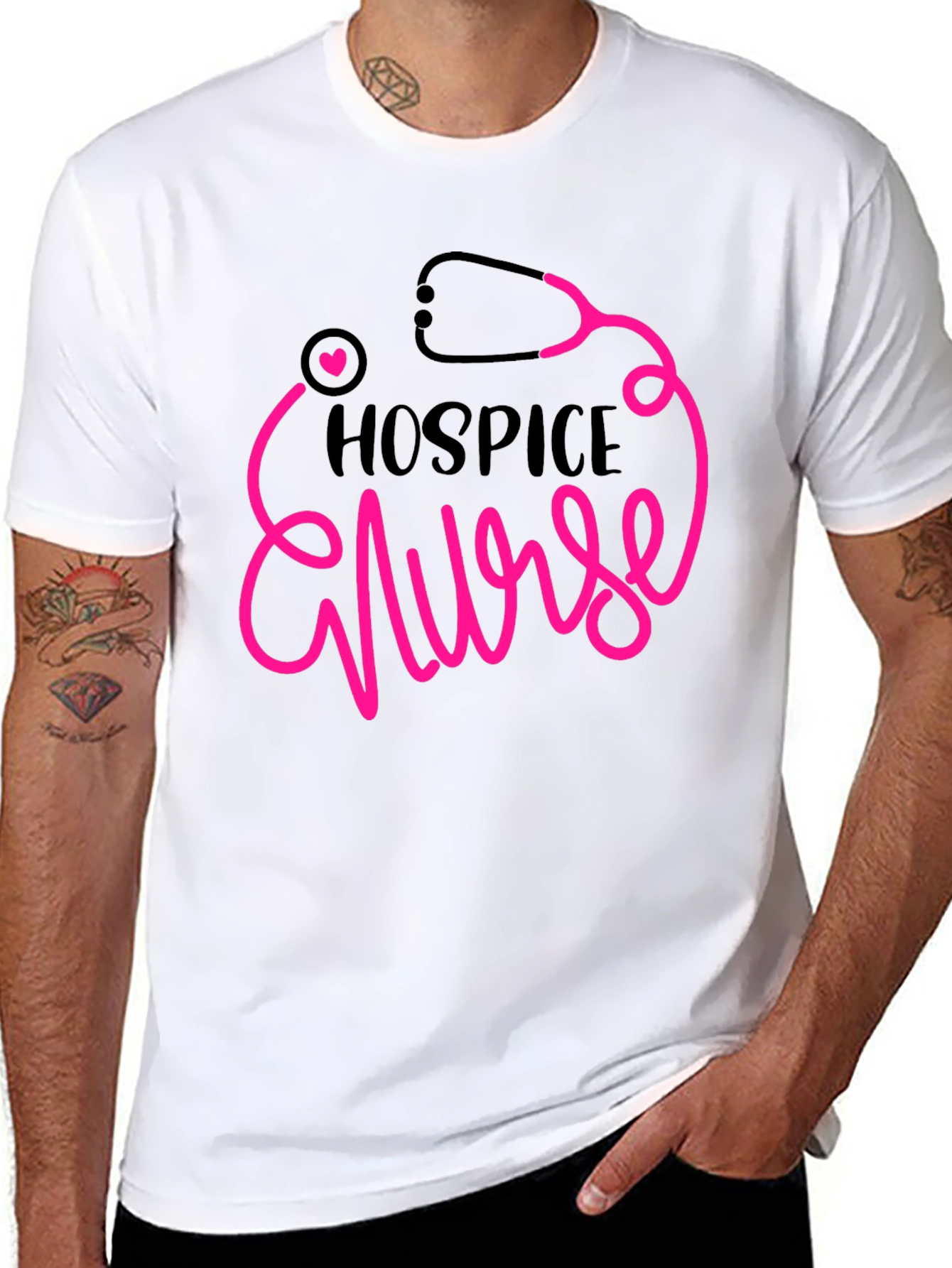 Hospice Nurse Graphic Tee - Heartbeat Stethoscope Design