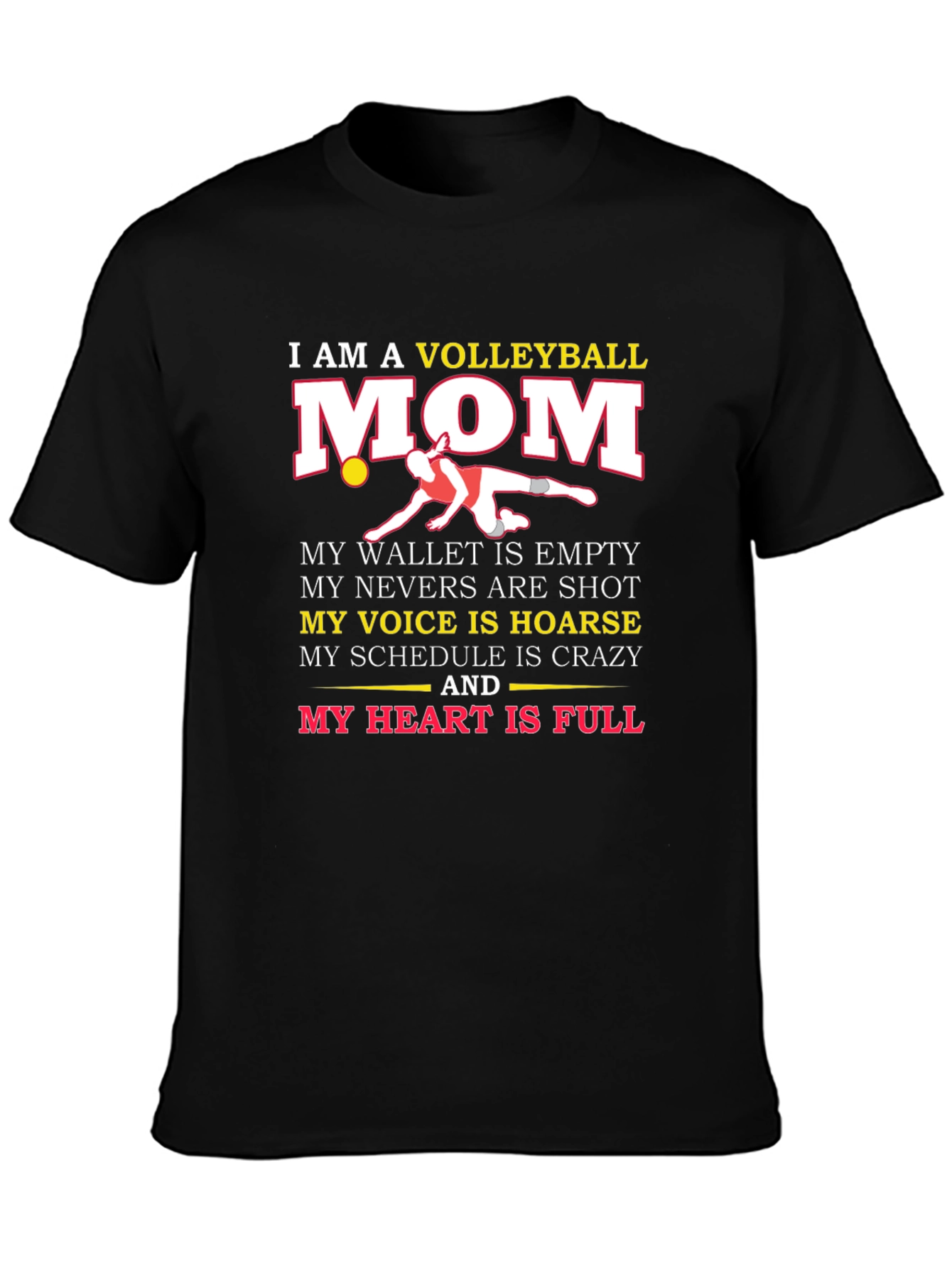 Volleyball Mom Graphic T-Shirt - Black