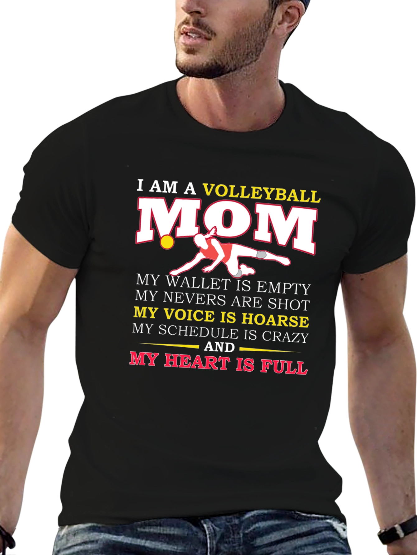 Volleyball Mom Graphic T-Shirt - Black