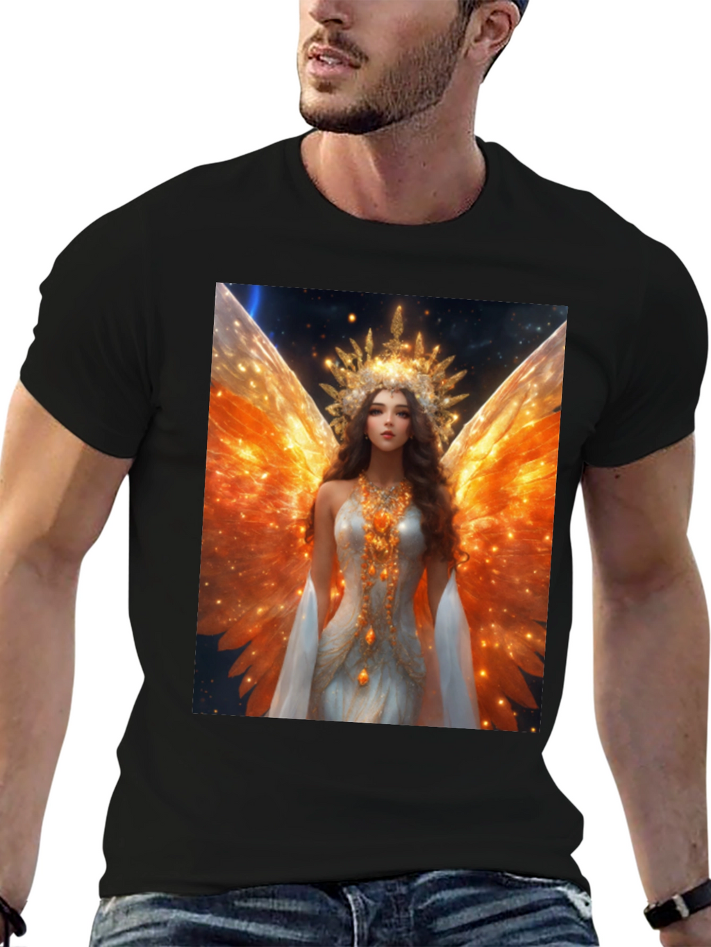 Angel Wings Graphic Black T-Shirt