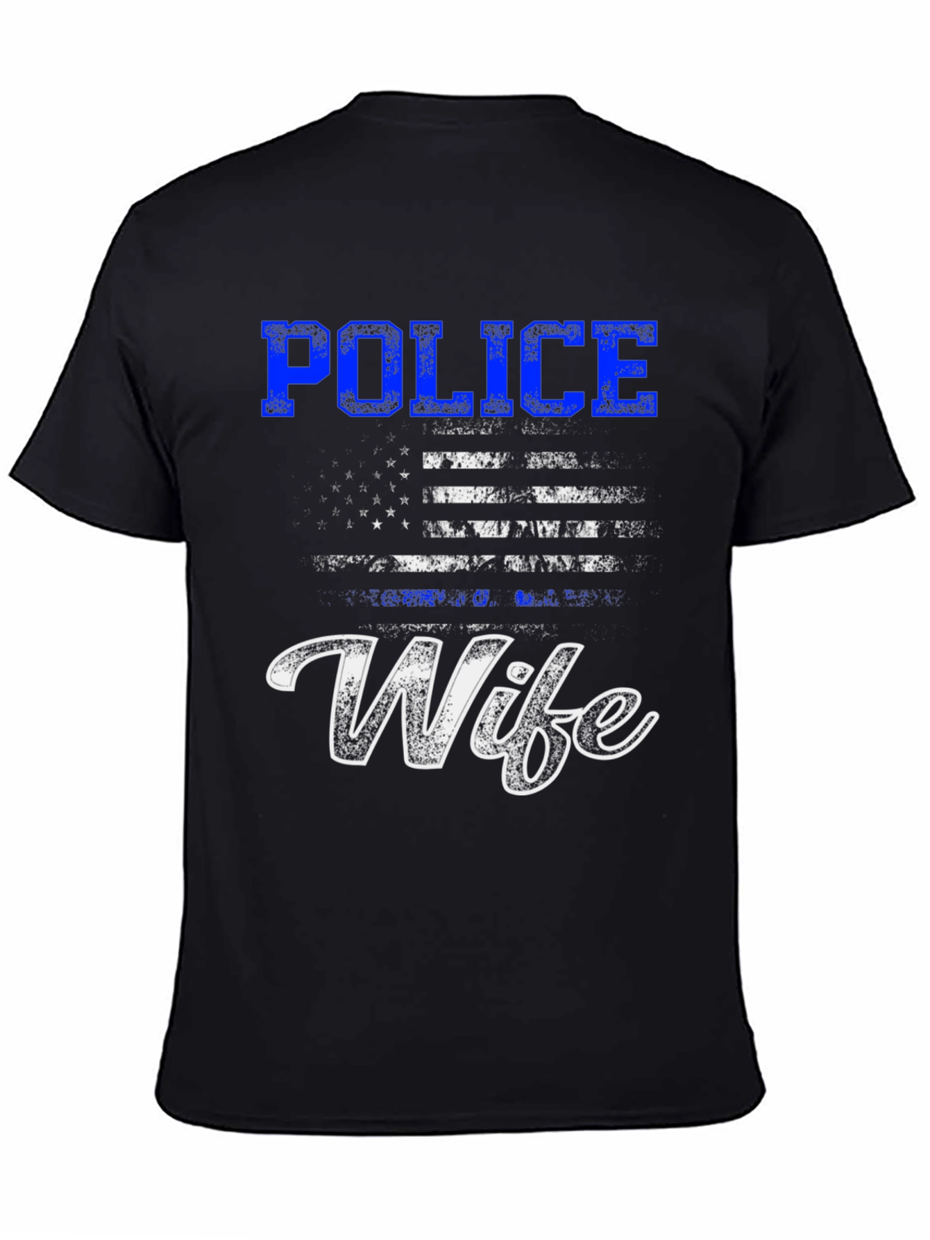 Police Wife T-Shirt - American Flag Design