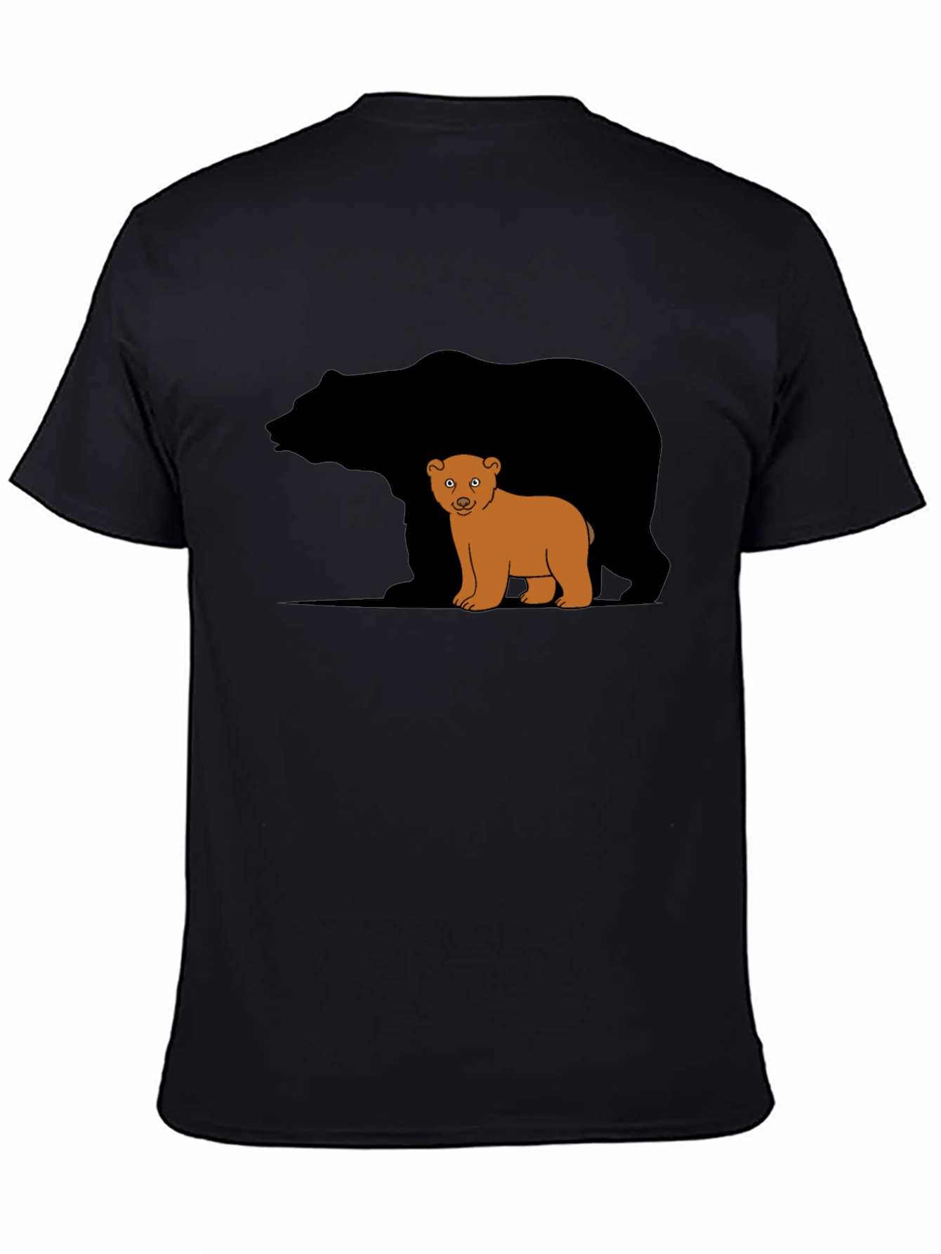 Bear Family Graphic T-Shirt - Black Casual Tee