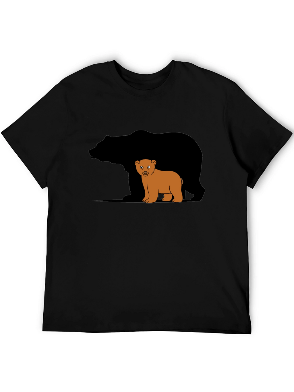 Bear Family Graphic T-Shirt - Black Casual Tee
