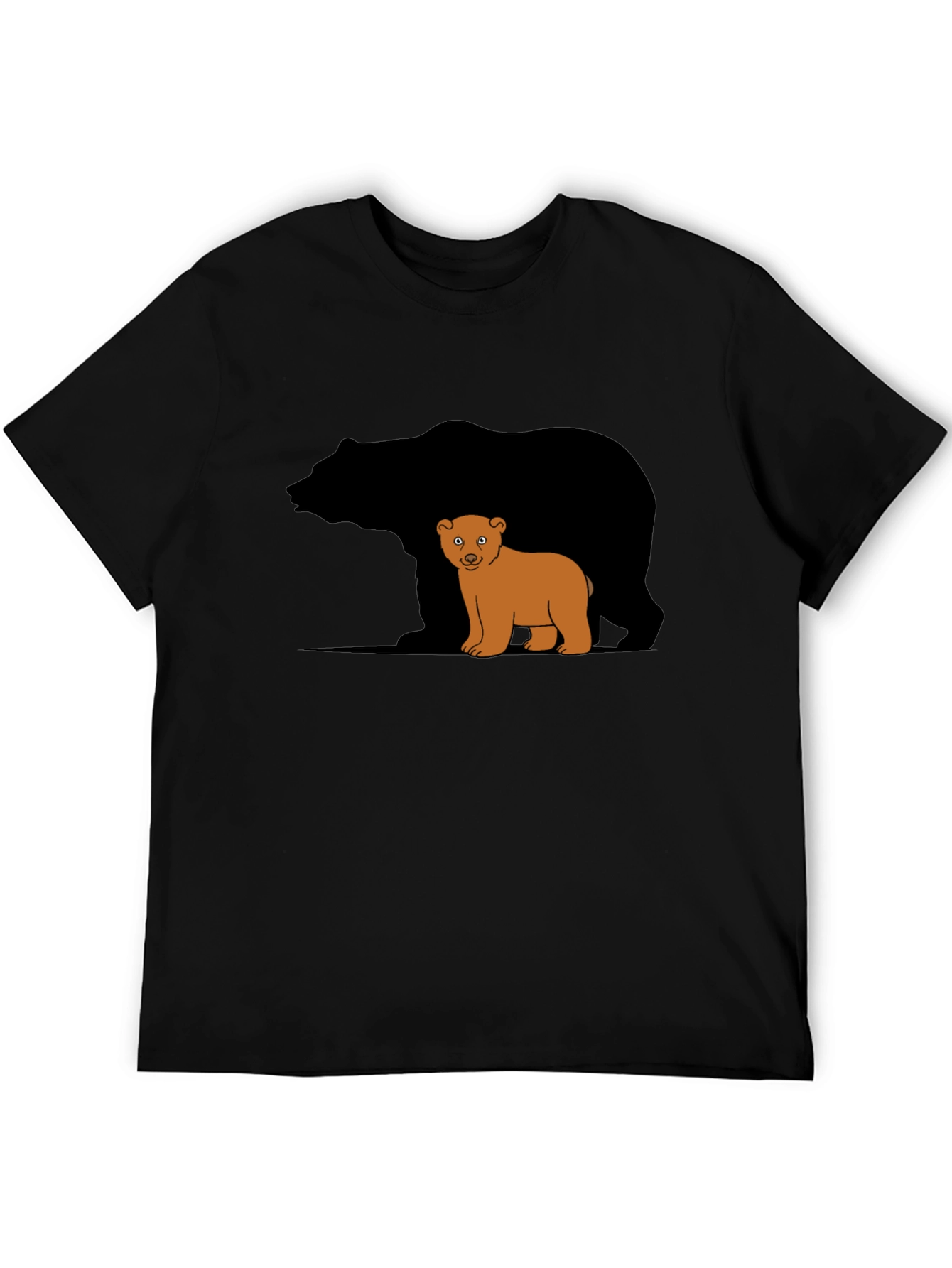 Bear Family Graphic T-Shirt - Black Casual Tee