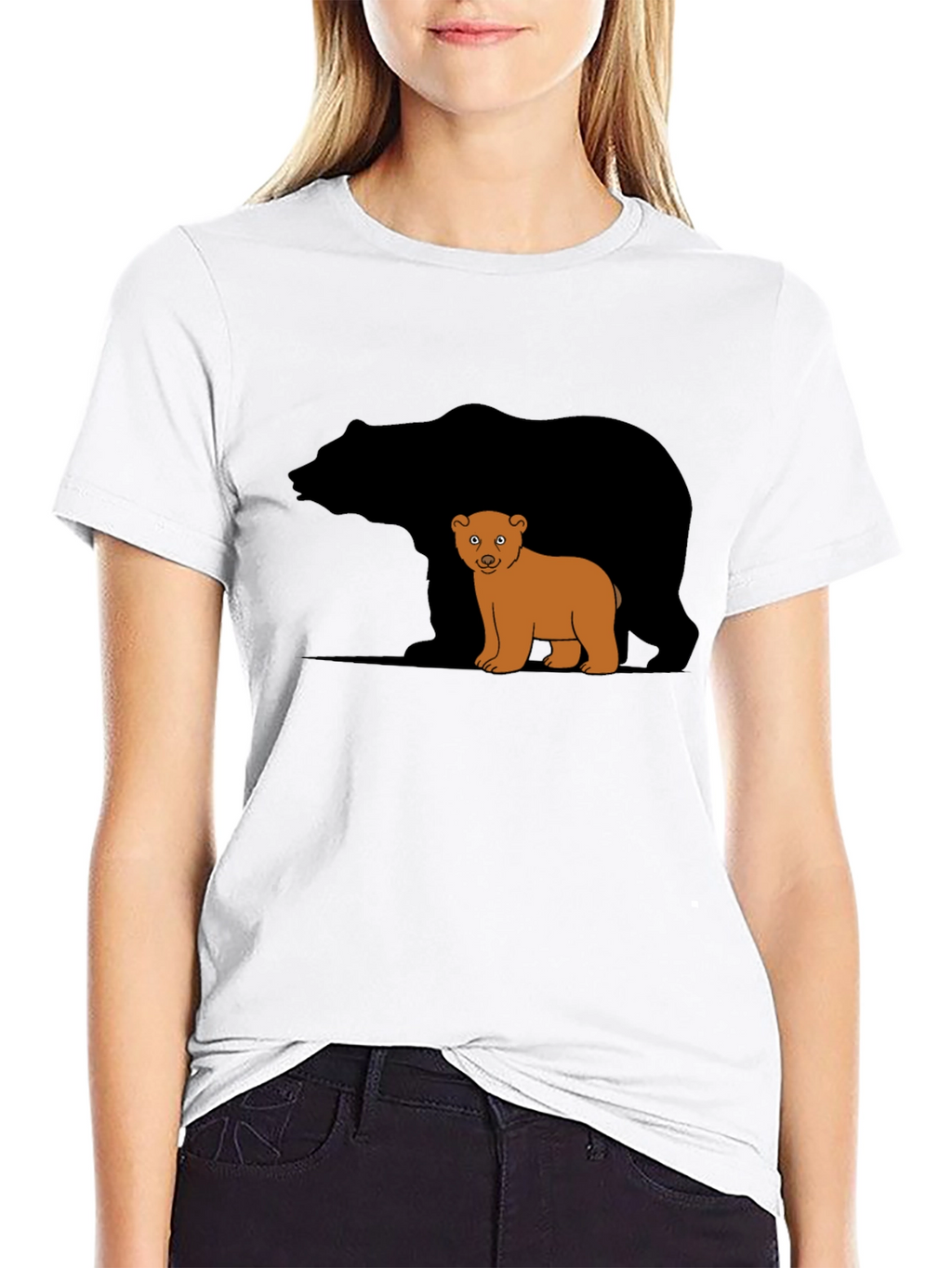 Bear Family Graphic T-Shirt - Black Casual Tee