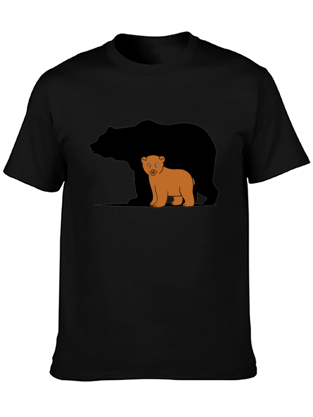Bear Family Graphic T-Shirt - Black Casual Tee