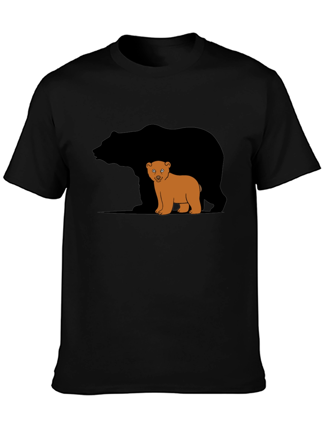 Bear Family Graphic T-Shirt - Black Casual Tee