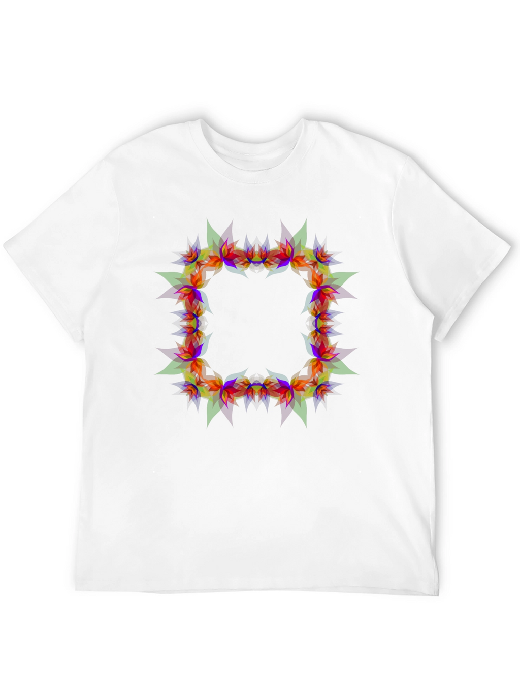Geometric Floral Frame Black T-Shirt