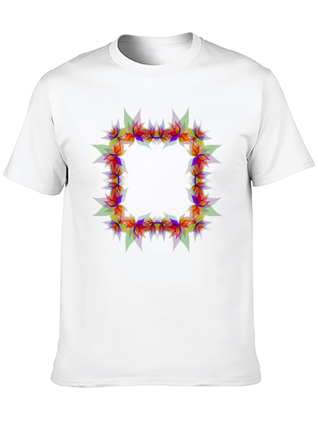 Geometric Floral Frame Black T-Shirt