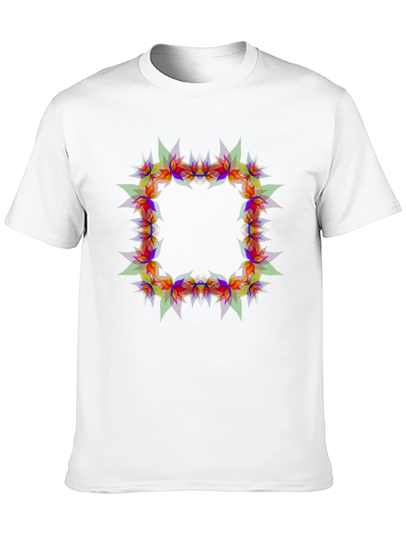 Geometric Floral Frame Black T-Shirt