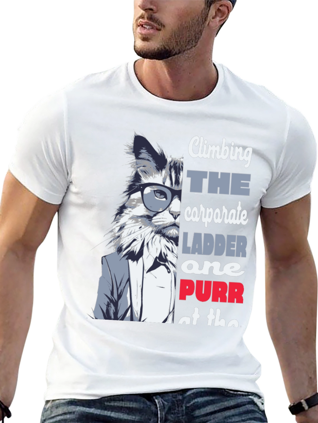 Climbing Corporate Ladder Cat T-Shirt