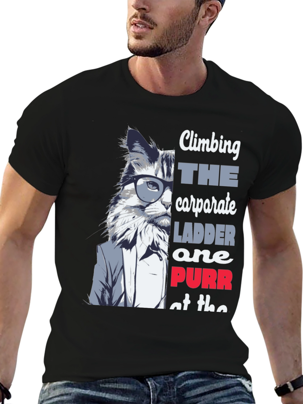 Climbing Corporate Ladder Cat T-Shirt
