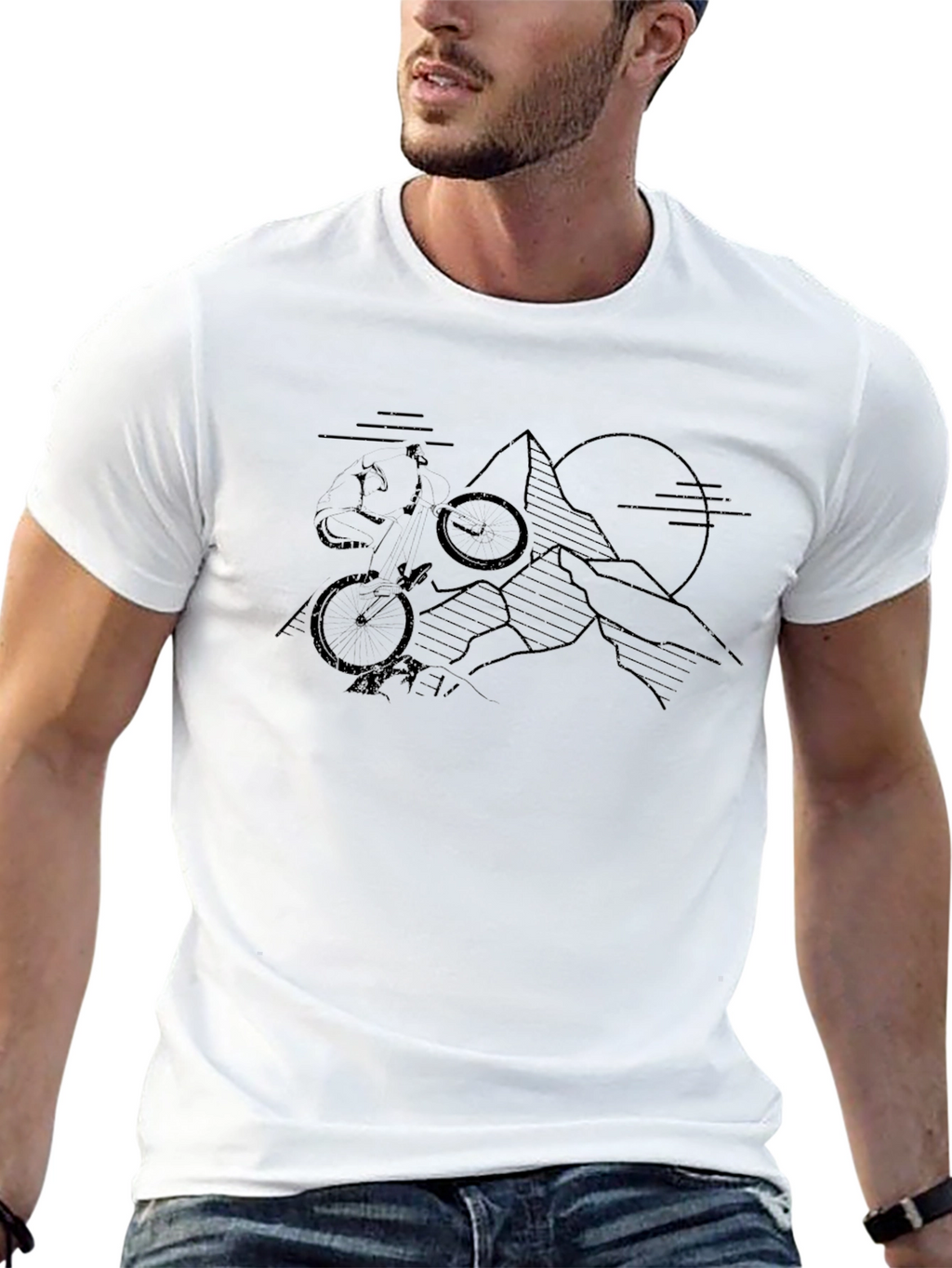 Mountain Biking Graphic T-Shirt - Black