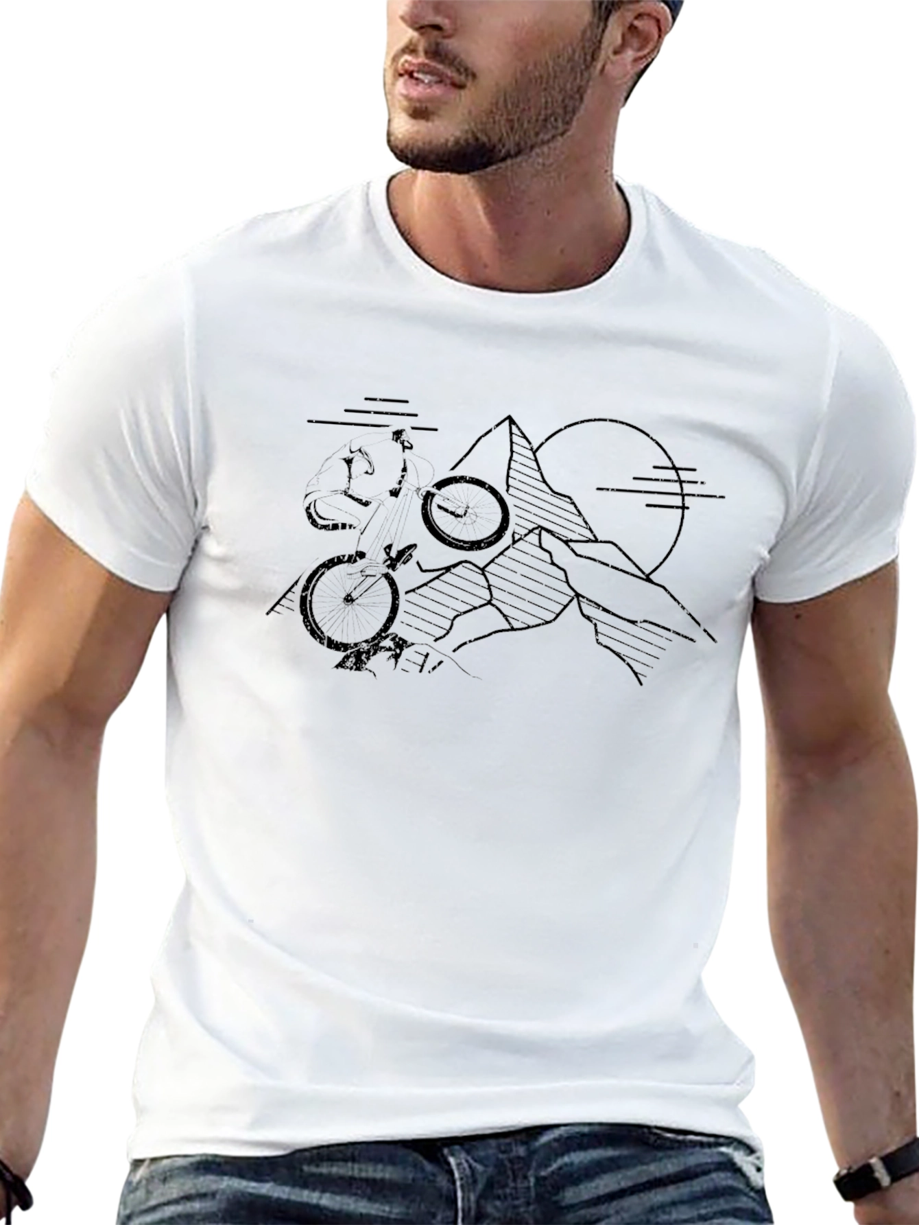 Mountain Biking Graphic T-Shirt - Black