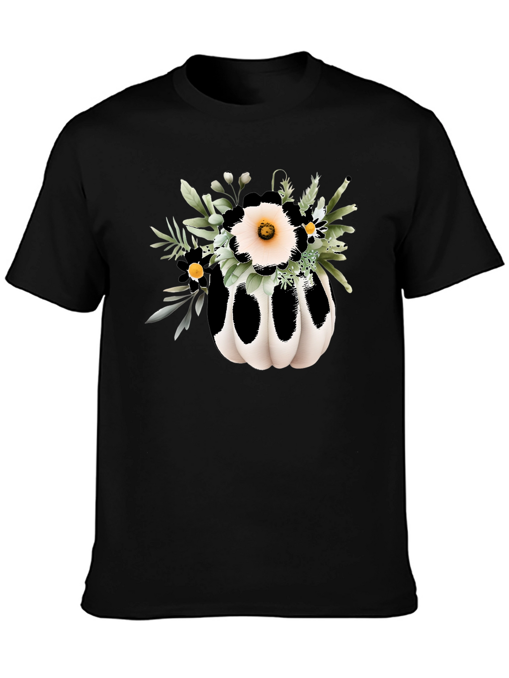 Floral Pumpkin Graphic Tee - Black