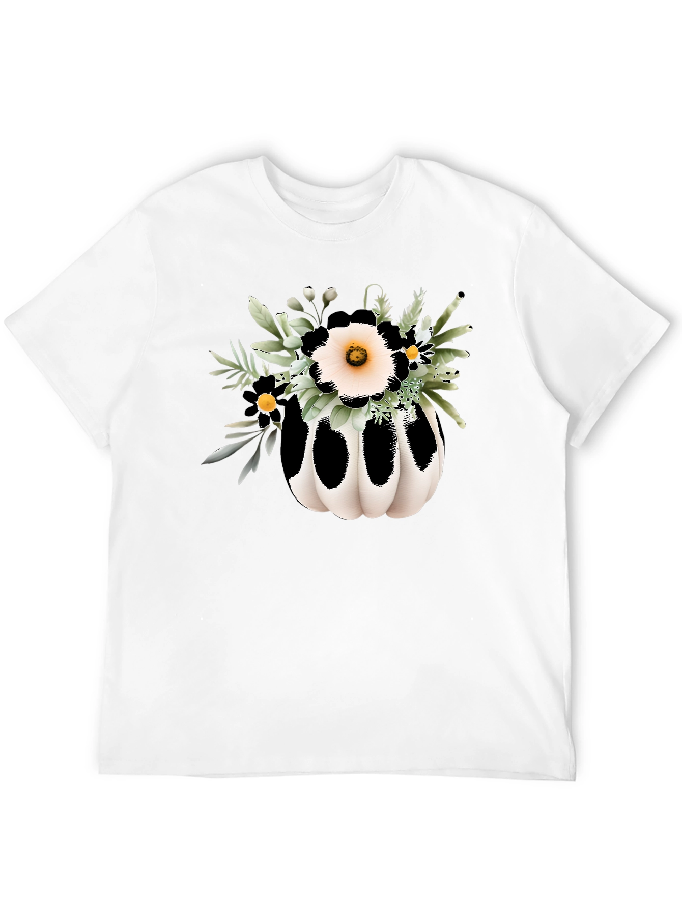 Floral Pumpkin Graphic Tee - Black