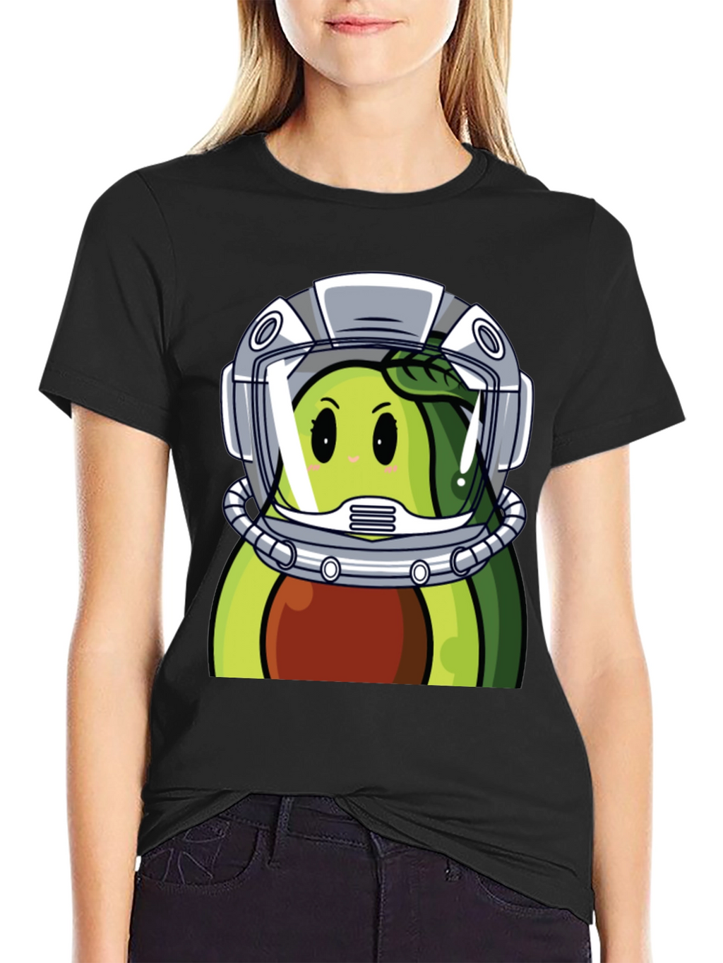 Avocado Astronaut Graphic Tee - Unique Black T-Shirt