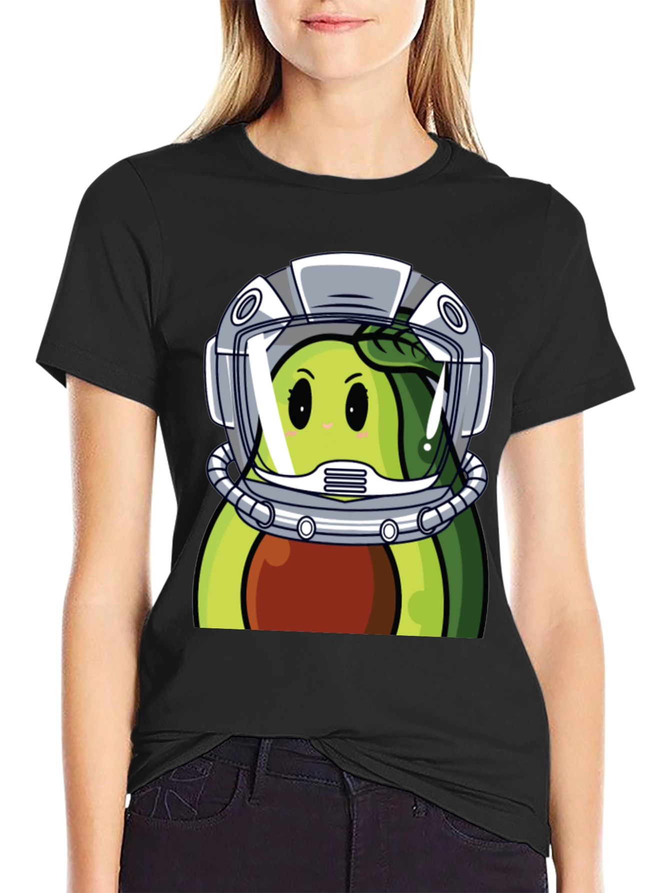 Avocado Astronaut Graphic Tee - Unique Black T-Shirt