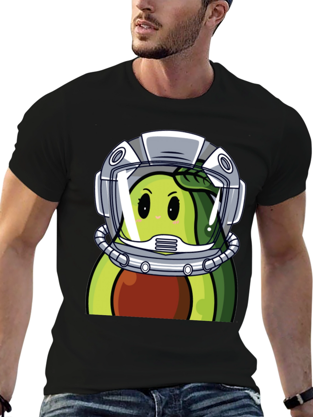 Avocado Astronaut Graphic Tee - Unique Black T-Shirt