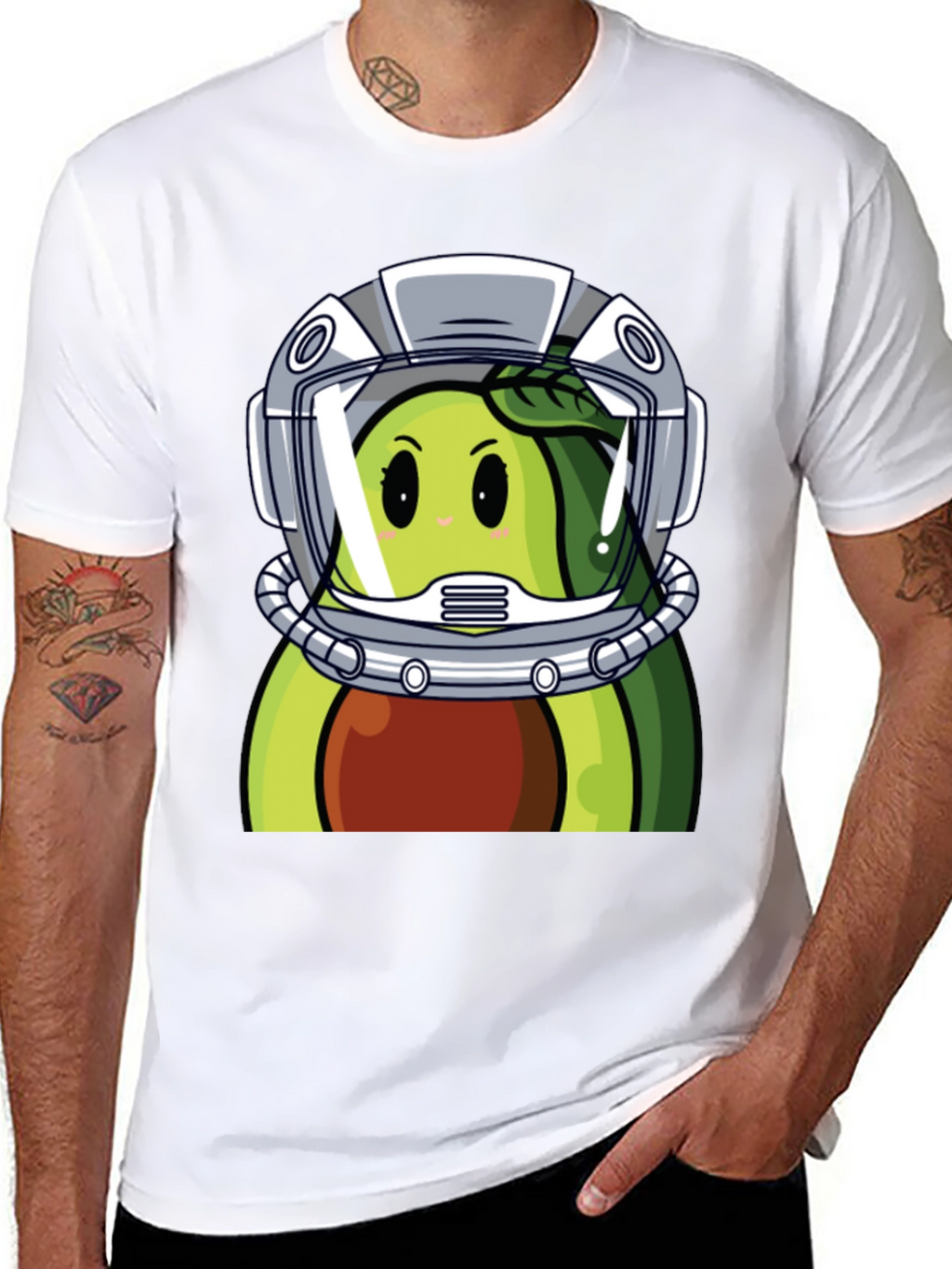 Avocado Astronaut Graphic Tee - Unique Black T-Shirt