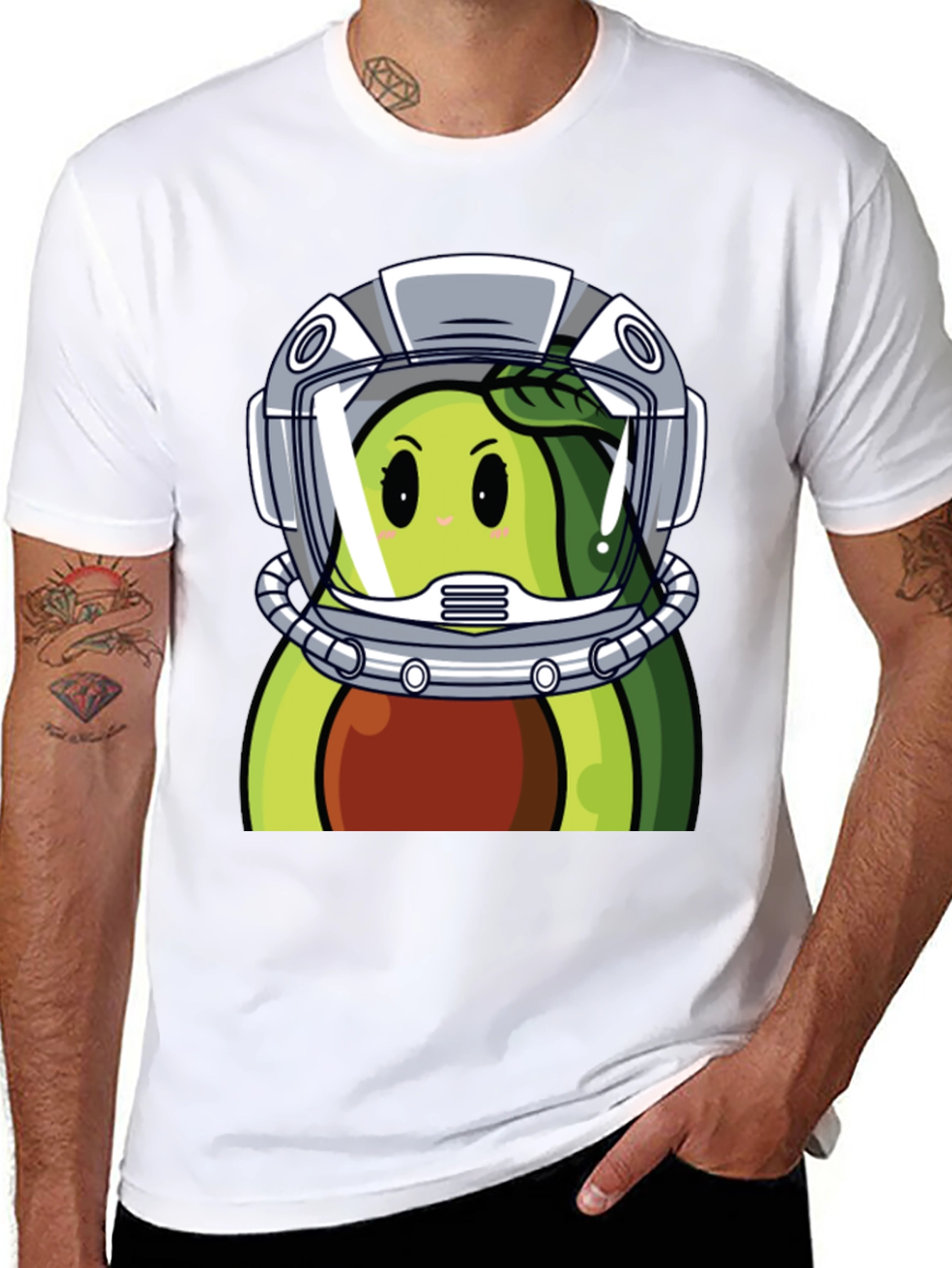 Avocado Astronaut Graphic Tee - Unique Black T-Shirt