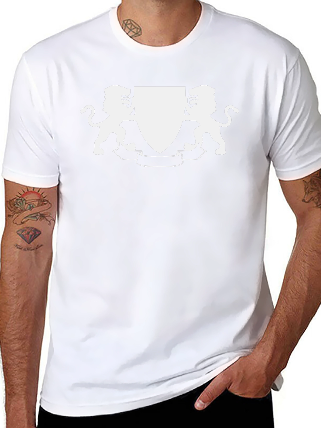 Lion Crest Graphic Tee - Classic Black Cotton T-Shirt