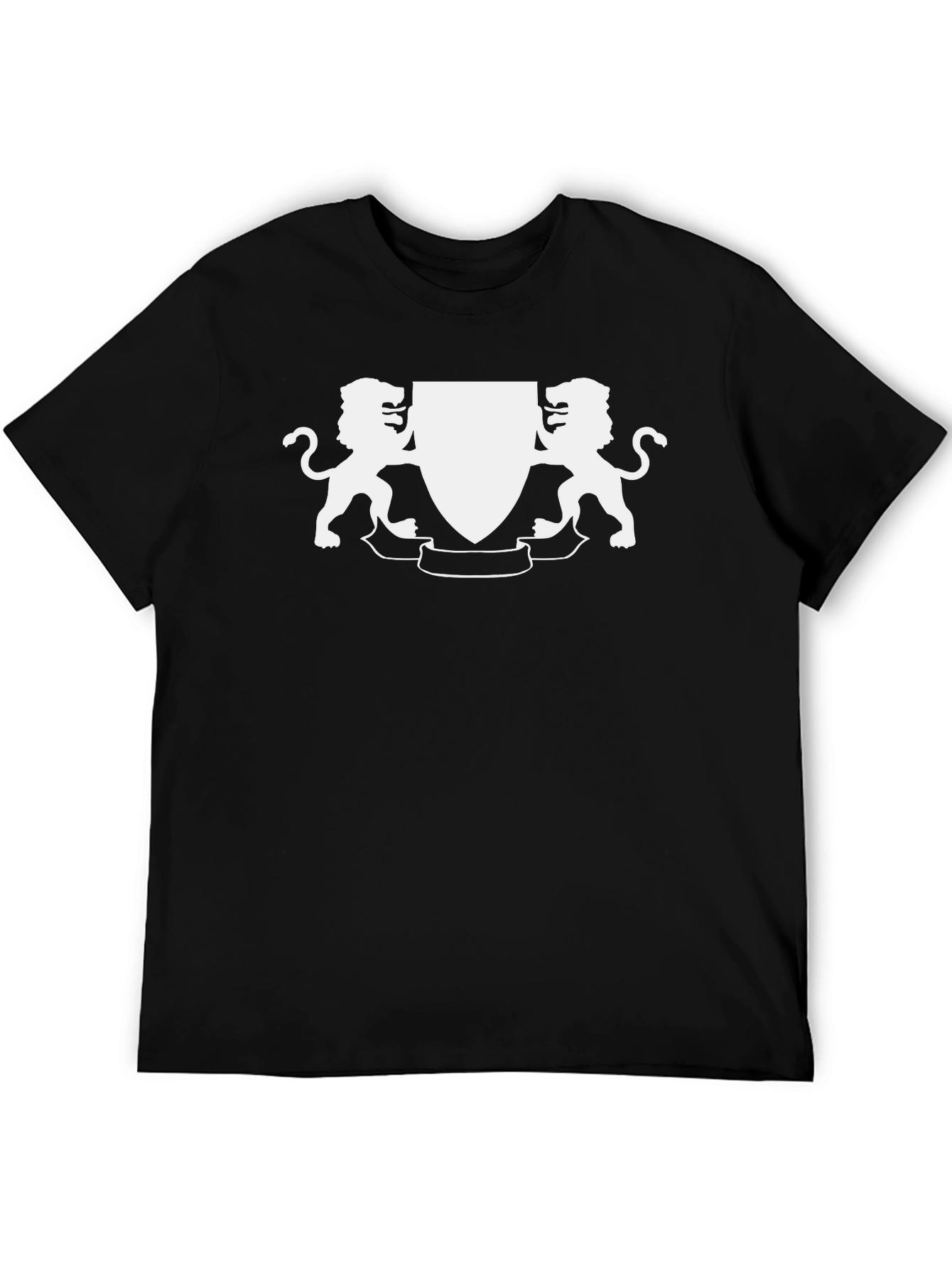 Lion Crest Graphic Tee - Classic Black Cotton T-Shirt
