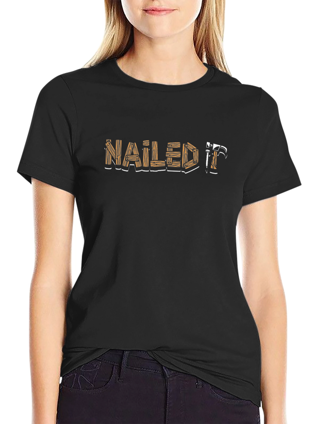 Nailed It Graphic Tee - Black Cotton Casual