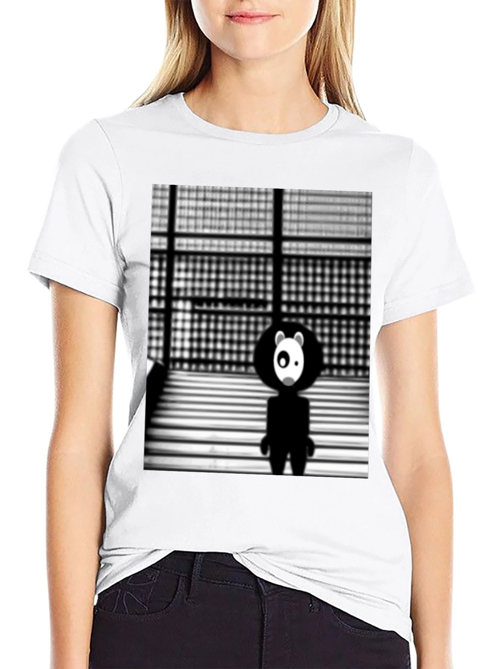 Abstract Panda Graphic Black T-Shirt