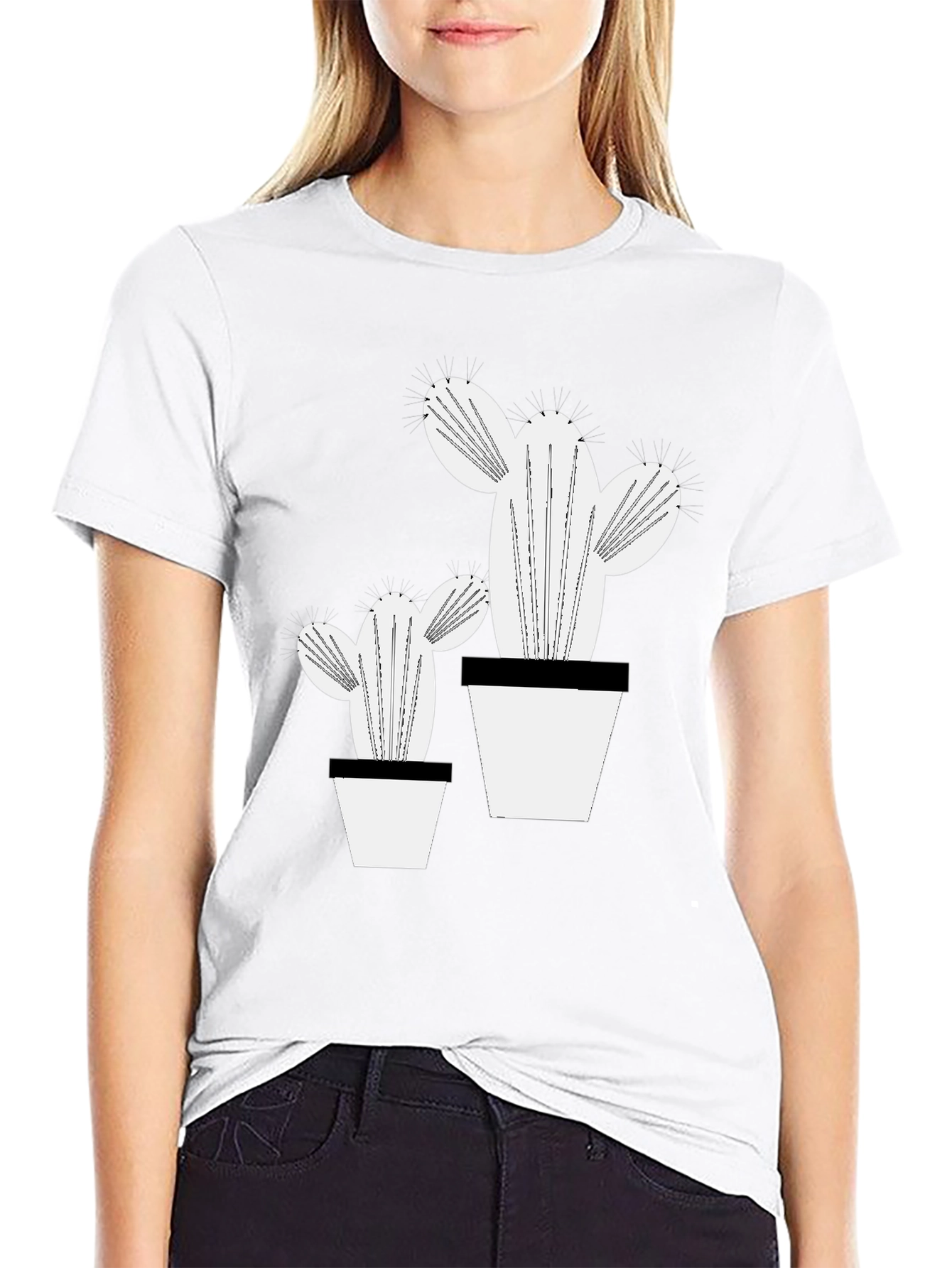 Trendy Cactus Graphic Tee - Stylish Plant Lover Shirt